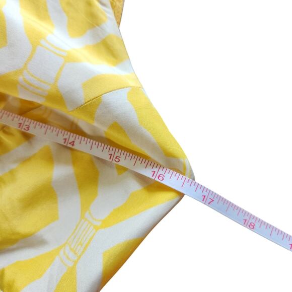 Lilly Pulitzer shift dress yellow & white bamboo print lattice neckline size 2 - Picture 9 of 10